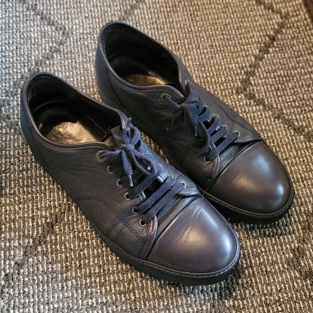 Men's Lanvin Navy Leather Sneakers